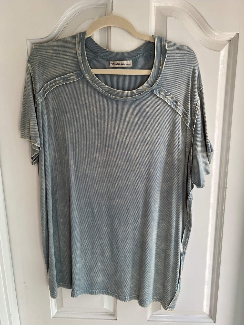 Zenana Outfitters Mineral Wash Blue Short Sleeve Tee